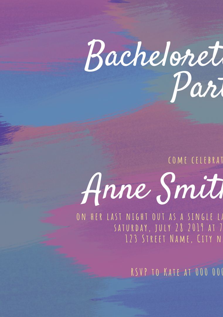 Bachelorette Party Invitation with Soft, Celebratory Paint Stroke Design - Download Free Stock Templates Pikwizard.com