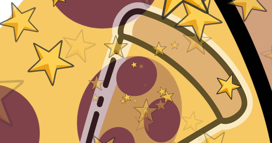 Abstract Pizza Icons with Overlaying Stars