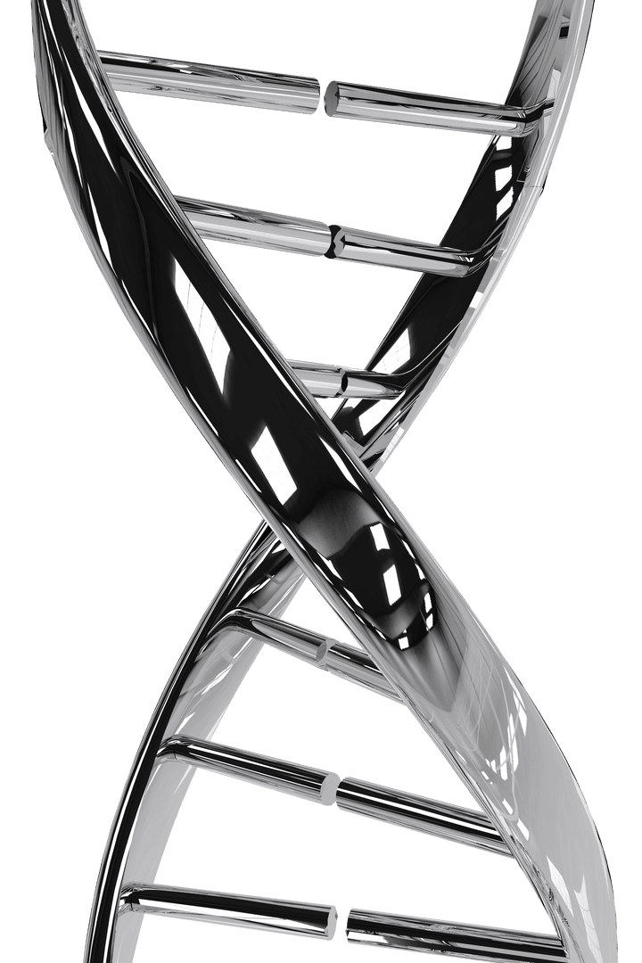 Shiny Silver DNA Strand on Transparent Background