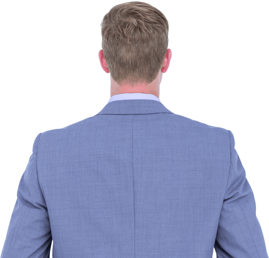 Rear View Transparent Image of Blonde Businessman in Suit