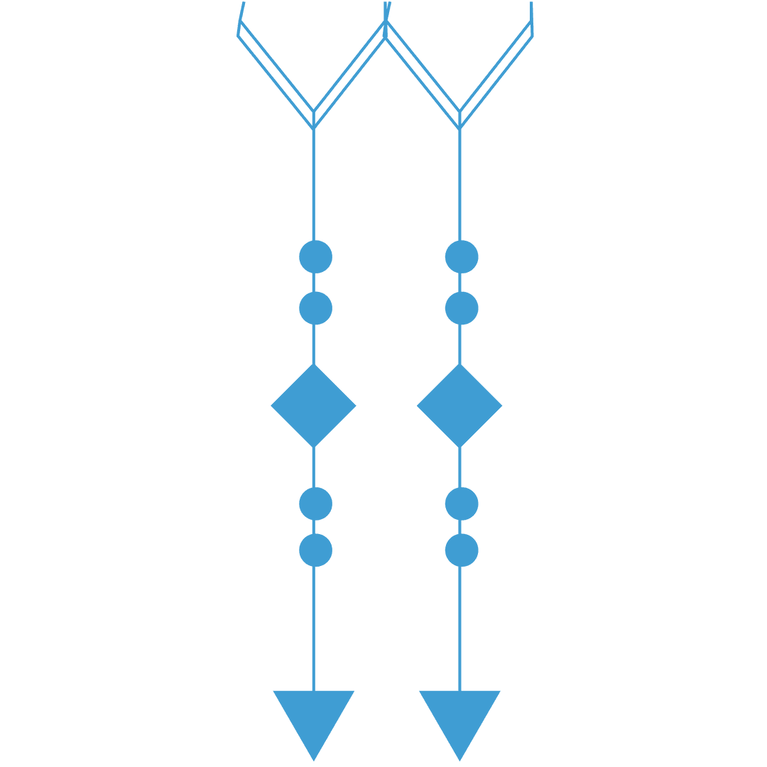 Transparent Blue Arrows with Geometric Shapes Illustration