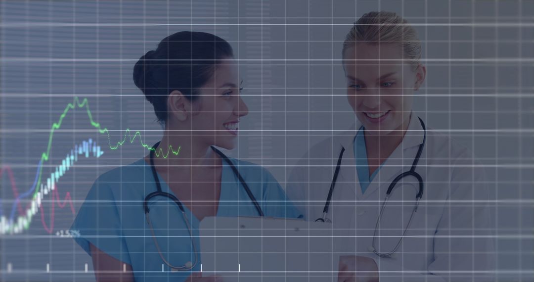 Female Doctors Analyzing Digital Healthcare Data Trends