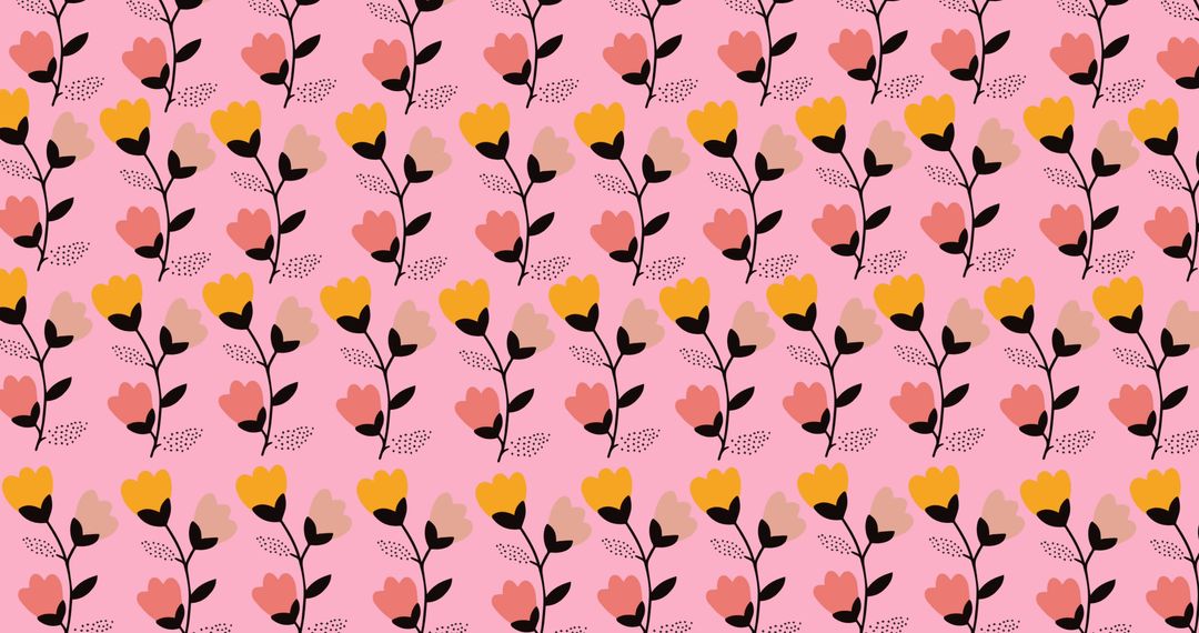 Seamless Yellow and Pink Floral Pattern on Pink Background - Free Images, Stock Photos and Pictures on Pikwizard.com