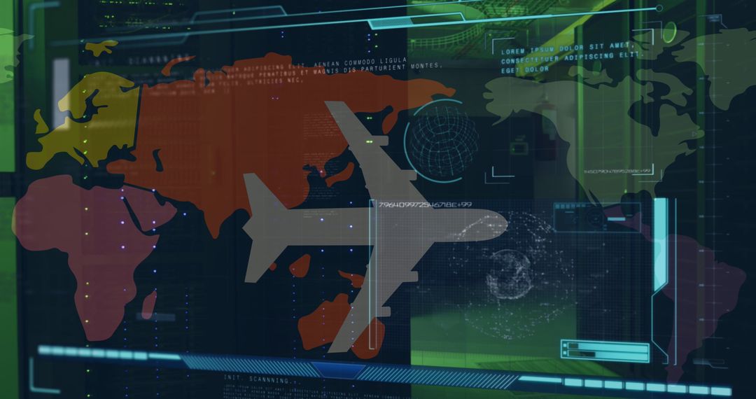 Advanced Digital Interfaces Showing Air Travel Connections Globally