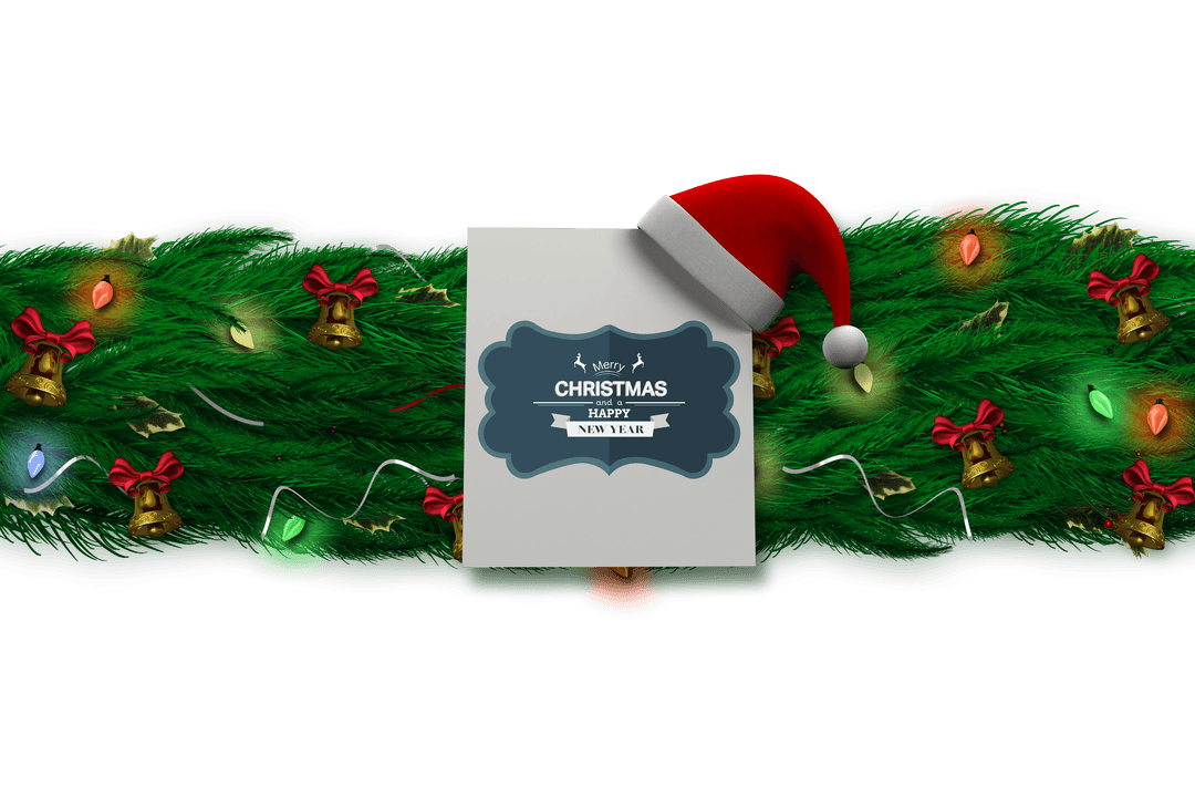 Festive Garland Over String Christmas Decor and Greetings