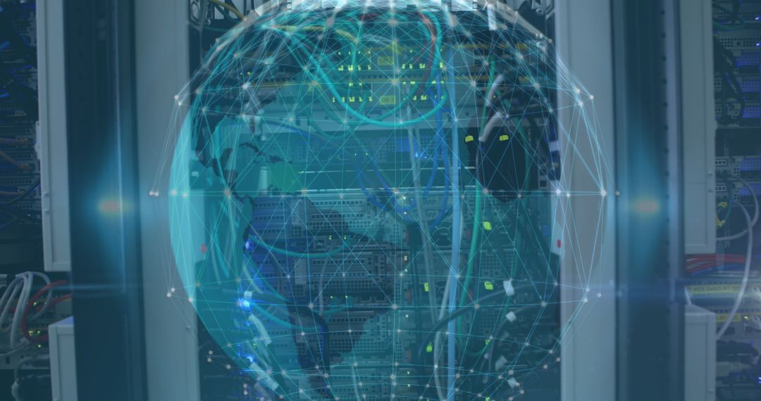 Digital Globe with Network Connections Over Data Servers