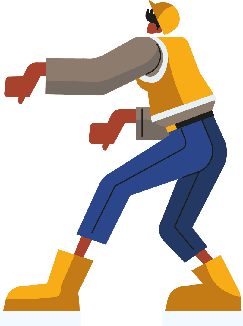 Industrial Worker Pushing Machine, Safety Gear, Transparent Background