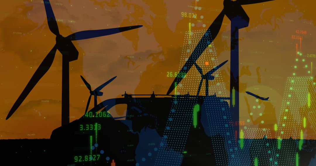 Global Shipping and Renewable Energy Concept with Wind Turbines