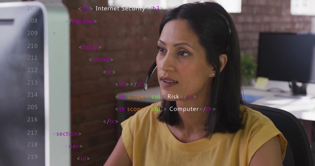 Businesswoman Analyzing Digital Financial Data on Computer Monitor