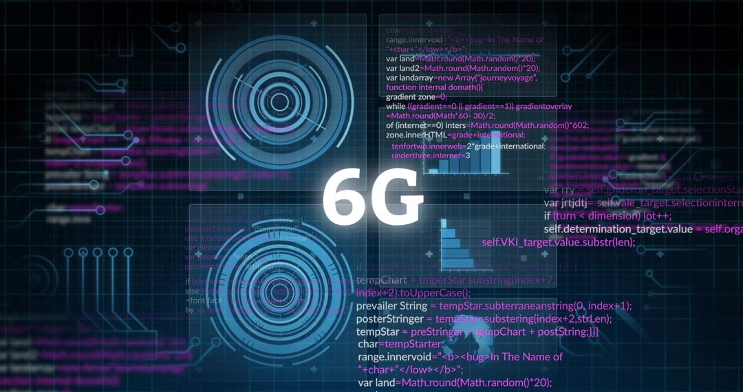 6G Futuristic Digital Connectivity Concept with Neon Graphics