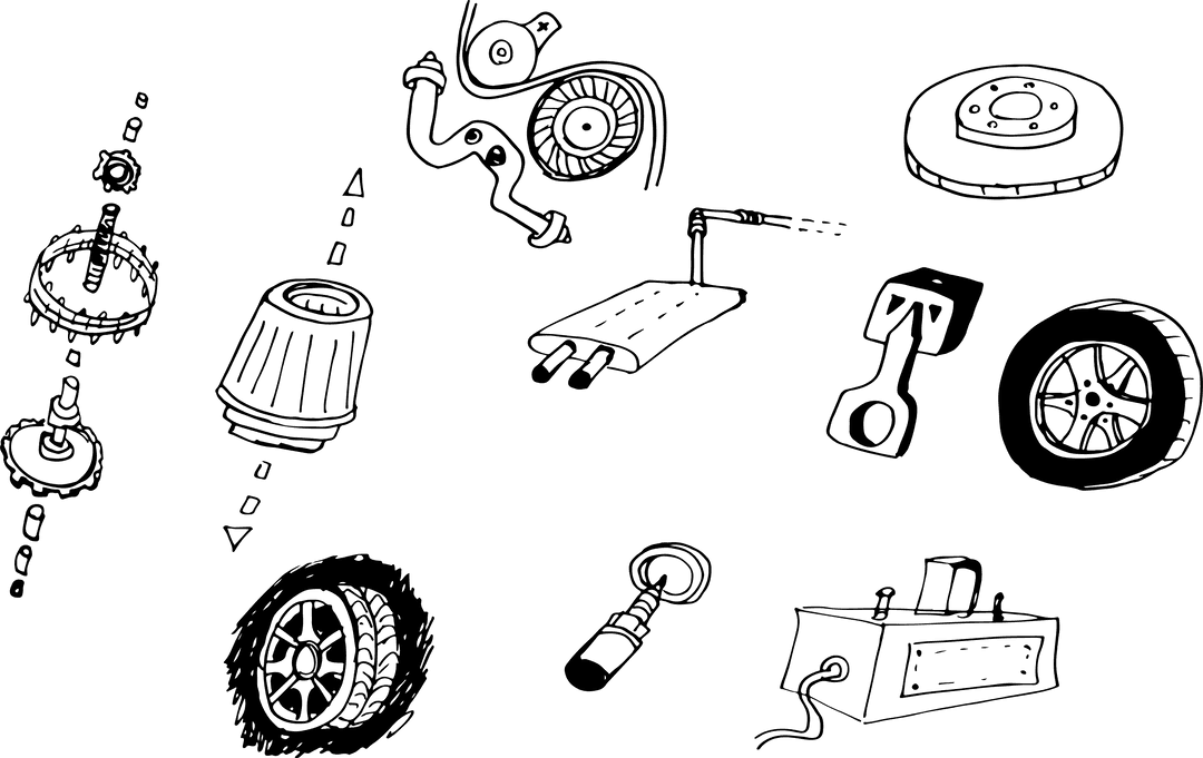 Transparent Car Parts Icons Set for Various Uses