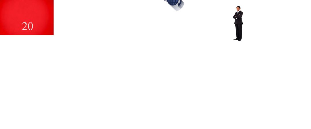 Businessman Standing with Mysterious Red Number Display