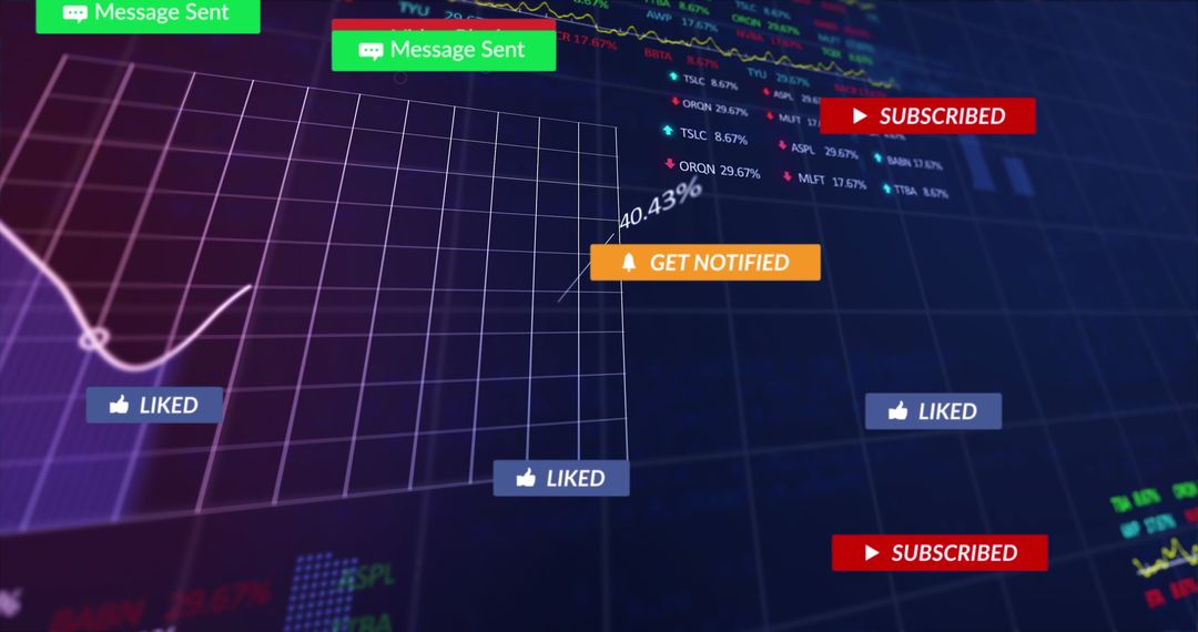 Digital Interface Displaying Social Media Engagement over Stock Trends