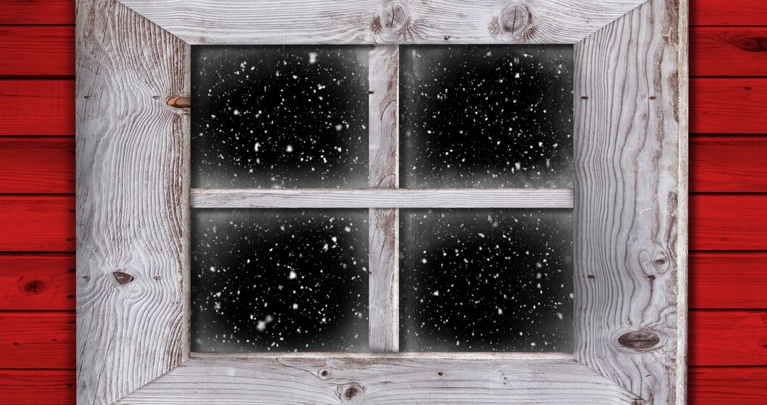 Snowy Nightscape Through Rustic Wooden Window - Free Images, Stock Photos and Pictures on Pikwizard.com