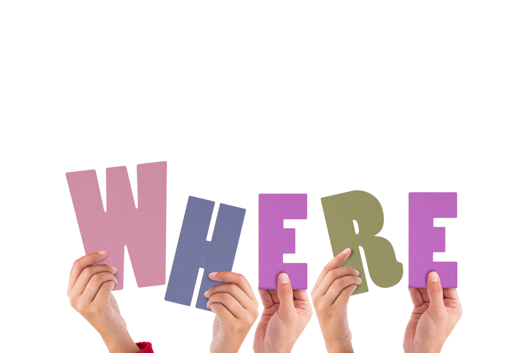 Hands Raising Where Text on Transparent Background