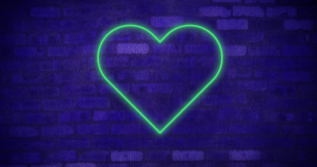 Neon Heart Sign Glowing on Dark Brick Wall - Free Images, Stock Photos and Pictures on Pikwizard.com