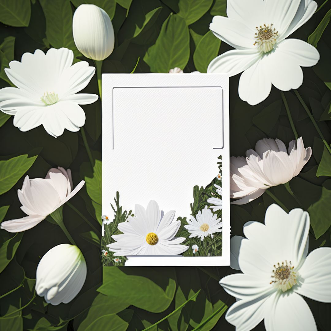 White card with copy space and flowers, created using generative ai technology - Free Images, Stock Photos and Pictures on Pikwizard.com