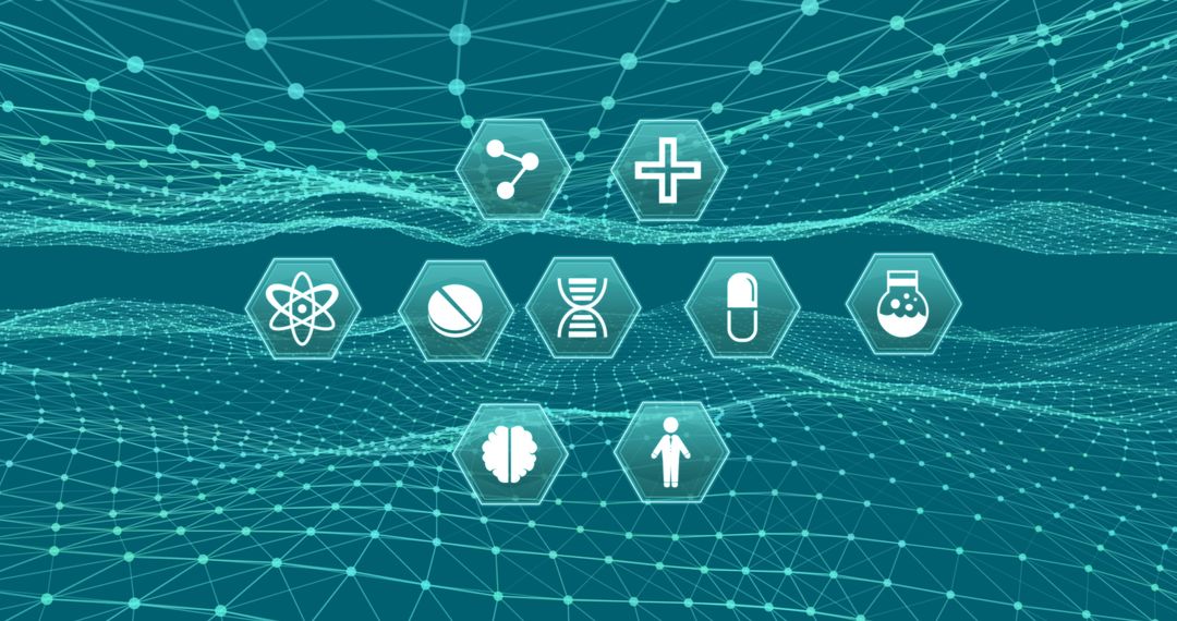 Digital Health Technology Icons with Network Connections