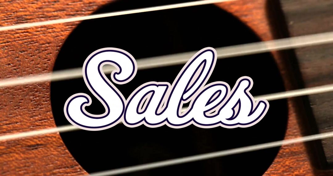 Sales Promotion Text Overlay on Acoustic Guitar Strings