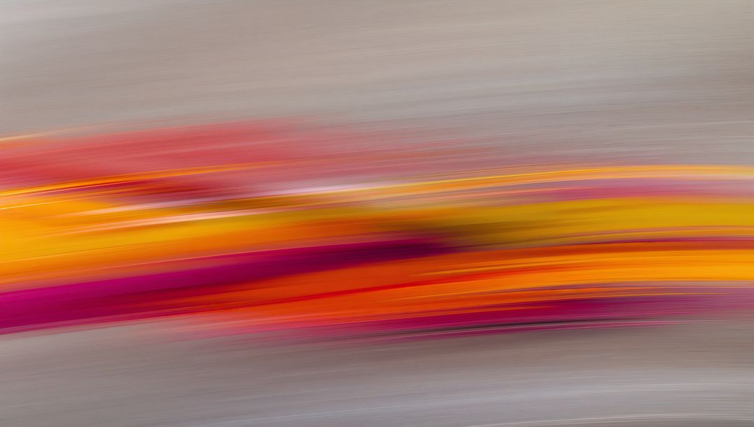 Flowing Warm Color Streaks Across Muted Gray-Beige Canvas for Modern Abstract Background