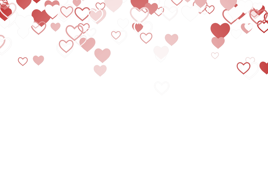 Floating Hearts with Copy Space on Transparent Background