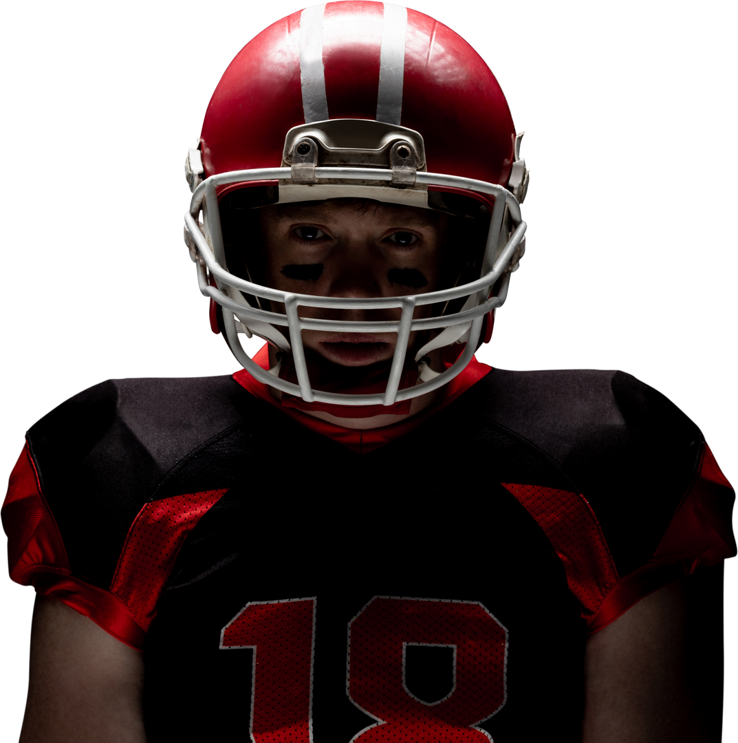 Young American Football Player Wearing Red Helmet on Transparent Background - Download Free Stock Images Pikwizard.com