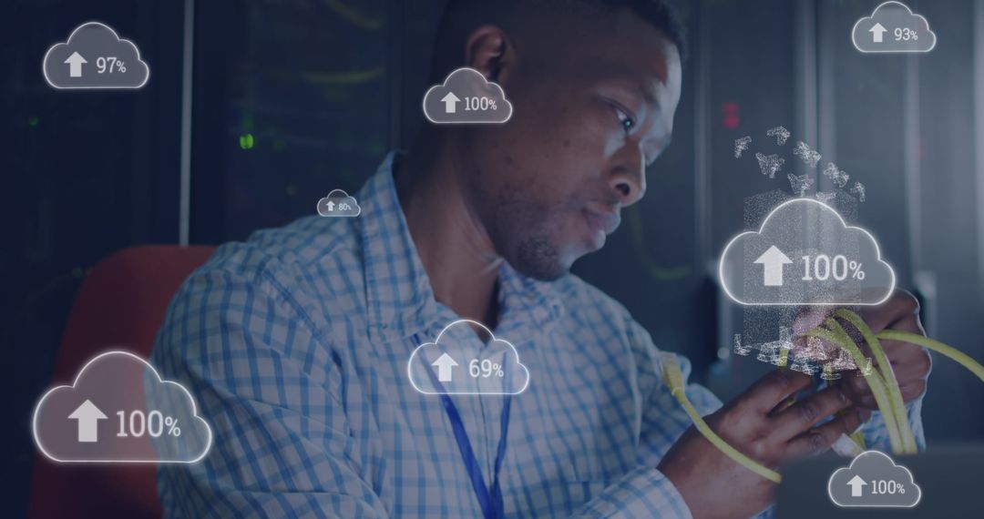 IT Professional Managing Servers with Cloud Data Visualization