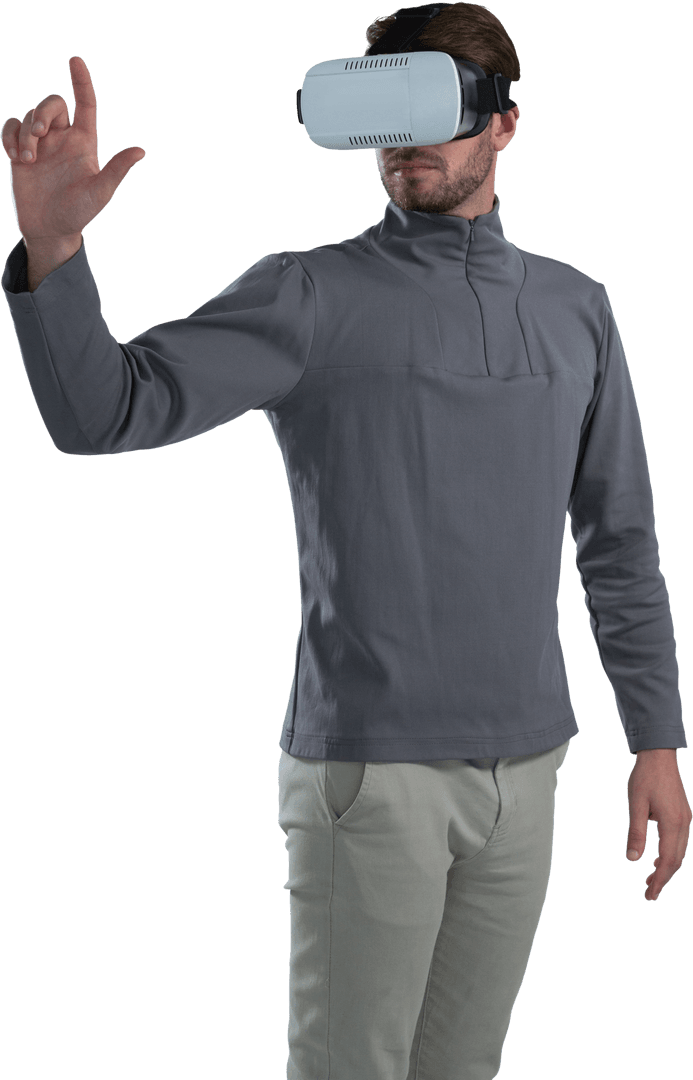 Man Engaging in Virtual Reality with Transparent Background - Download Free Stock Images Pikwizard.com