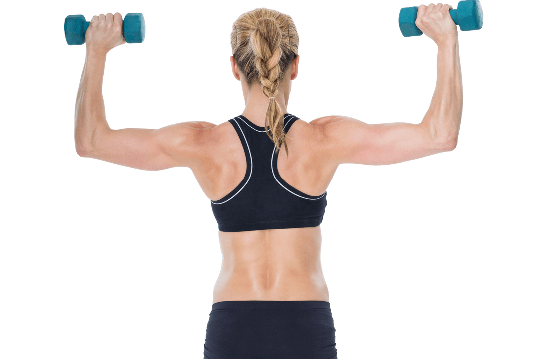 Transparent Bodybuilder Flexing with Dumbbells Assertive Strength