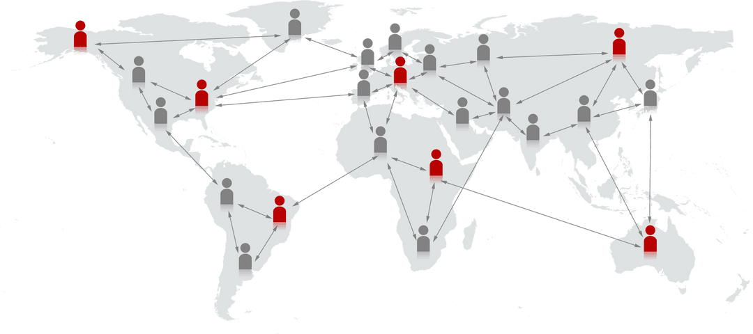 Transparent World Map with People Illustrations and Global Connections