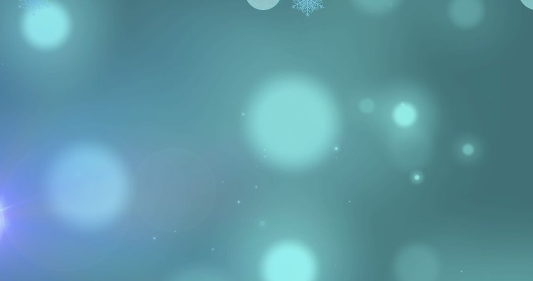 Abstract Green Background with Soft Light Spots and Falling Snow