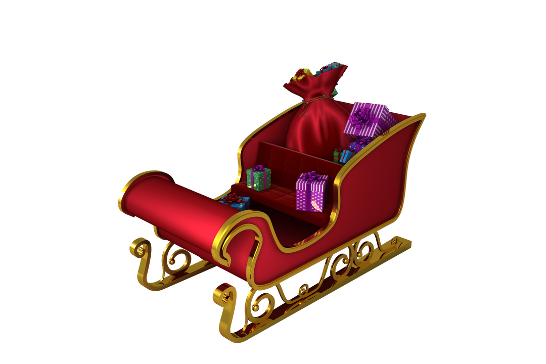 Red and Gold Transparent Santa Sleigh Filled with Gifts - Download Free Stock Images Pikwizard.com