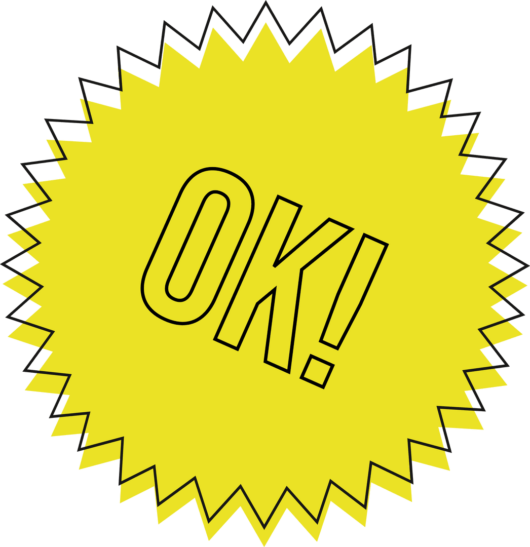 Vector Yellow Starburst Badge with Transparent Background Approval