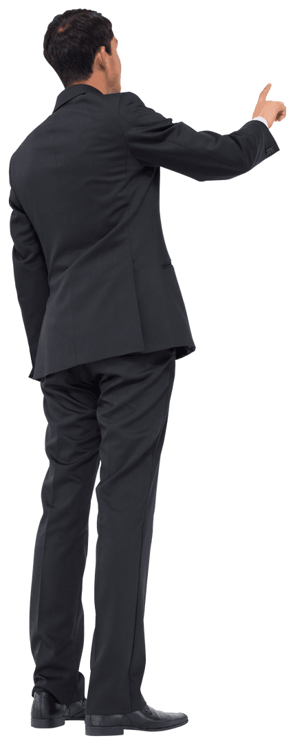 Transparent Back View of Businessman Pointing with Neat Suit