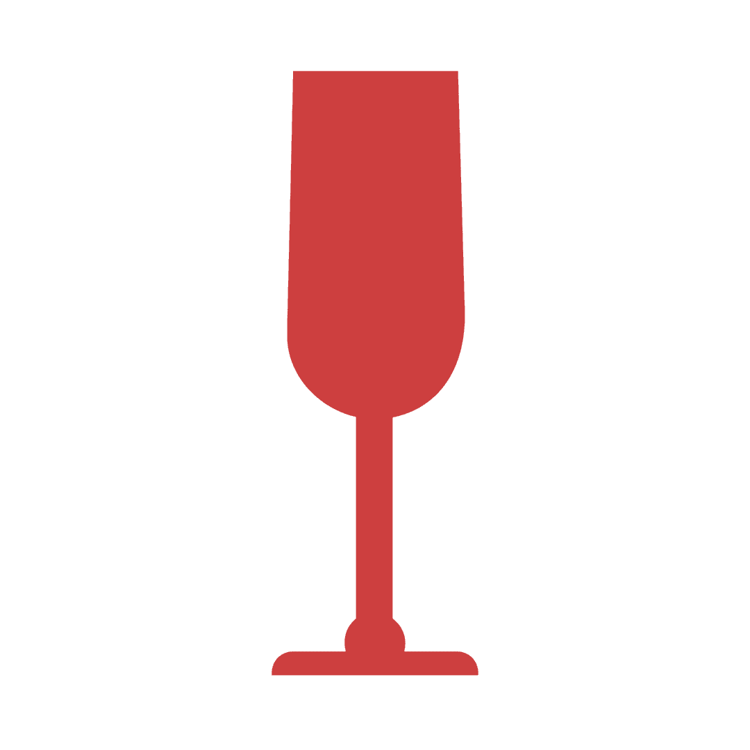 Red Champagne Glass Silhouette on Transparent Background