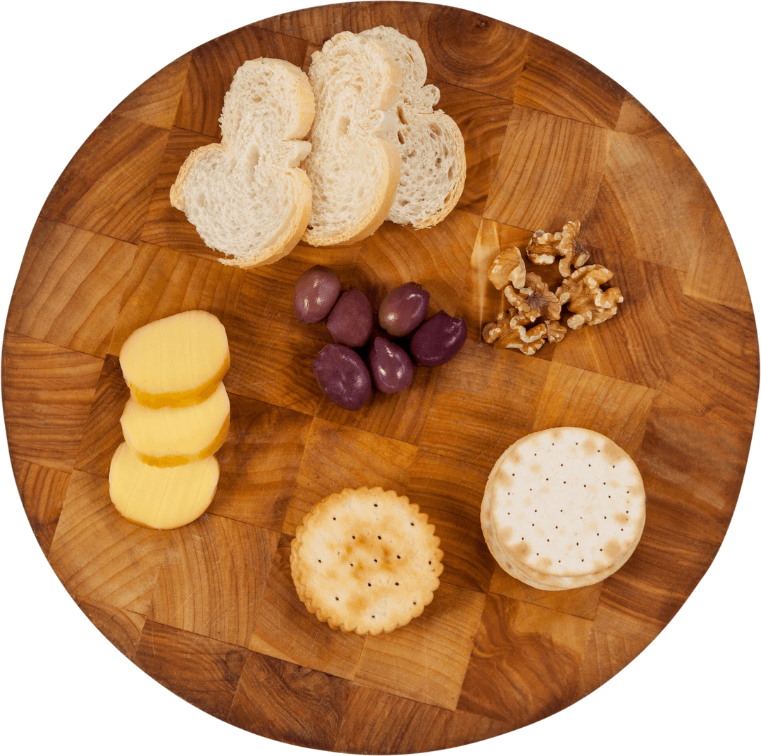 Transparent Charcuterie Board with Cheese and Snacks Top View
