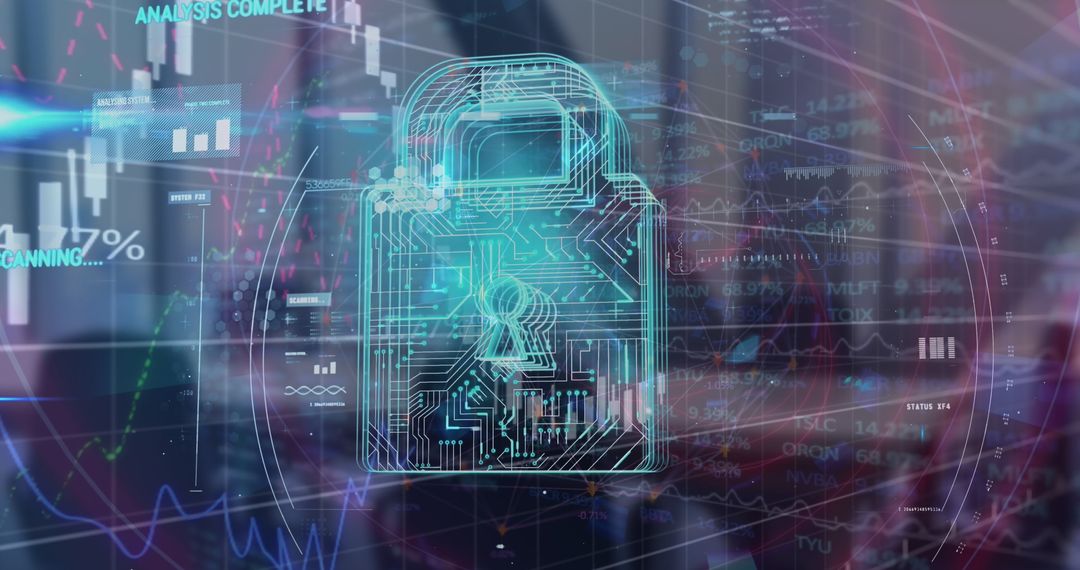 Digital Interface with Cybersecurity Lock Icon