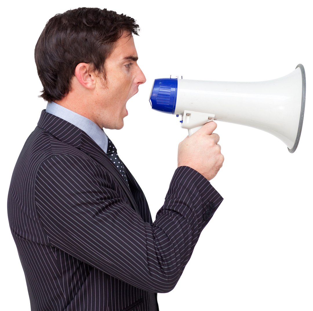 Transparent Background Businessman Shouting Through Megaphone - Download Free Stock Images Pikwizard.com