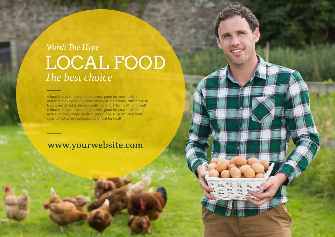 Man Holding Fresh Eggs Promoting Local Food Movement