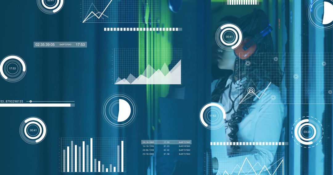 Digital Data Insights in High-Tech Server Room