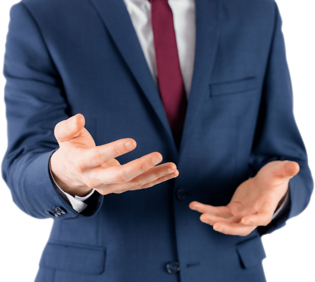 Business Executive Featuring Transparent Gesture Emphasizing Engagement