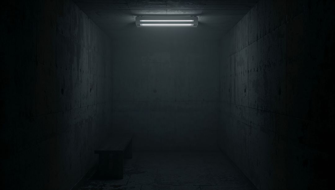 Sparse Cell with Fluorescent Lighting and Concrete Walls