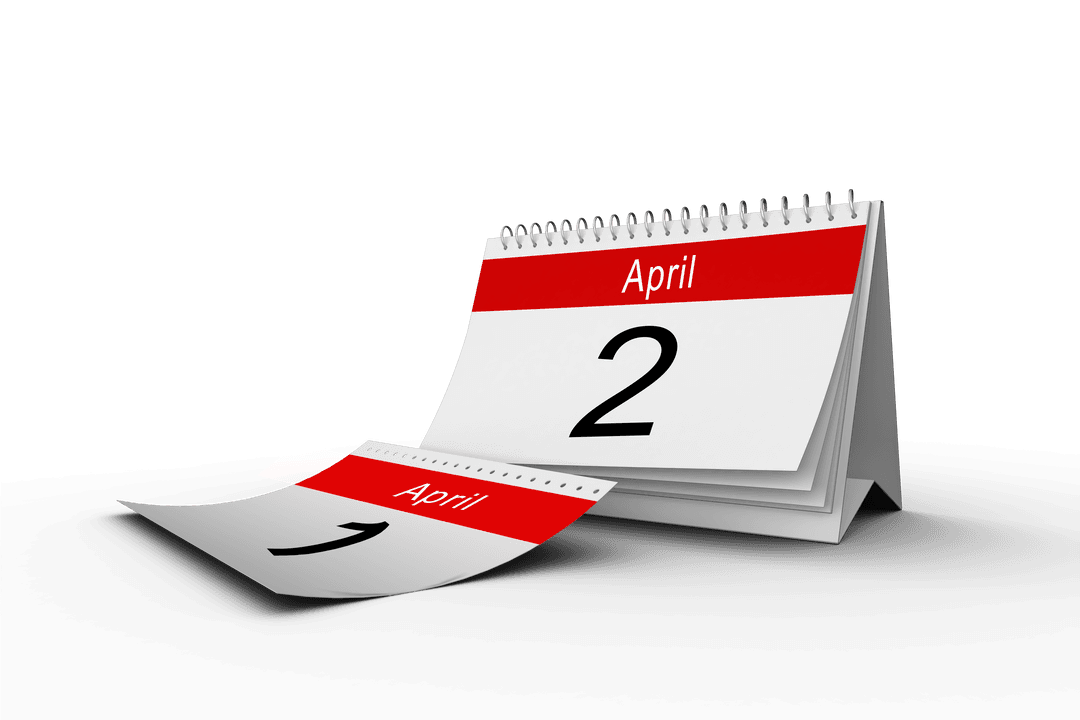 Transparent Red and White Calendar with April Dates Illustration