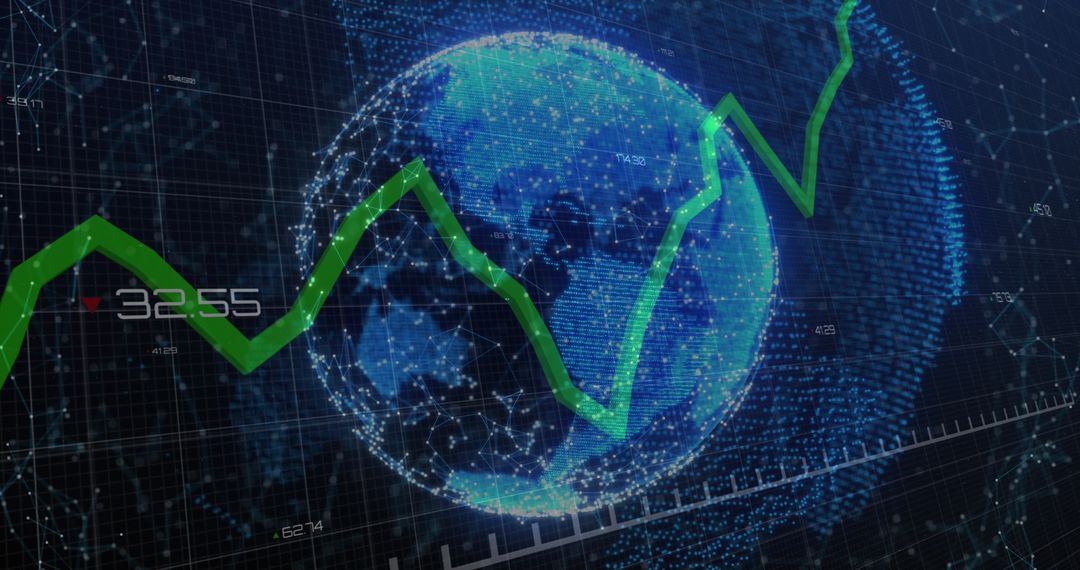 Global Data Analysis with Earth Graphic and Growth Chart Overlay
