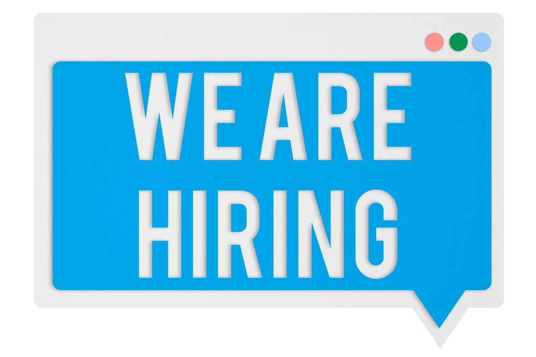 Transparent Hiring Banner on Blue Speech Bubble