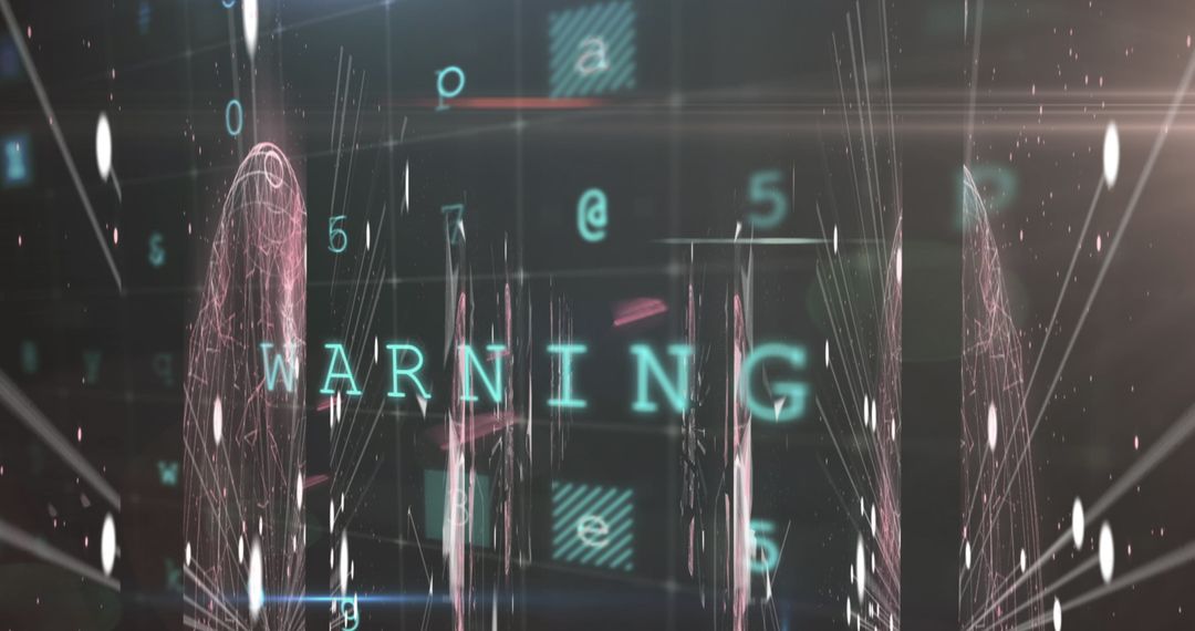 Cybersecurity warning overlaying digital code concepts
