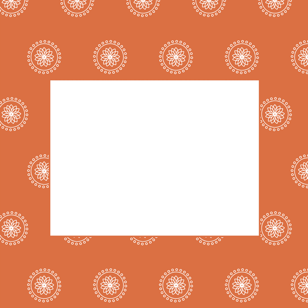 Orange Frame with Delicate White Pattern on Transparent Background
