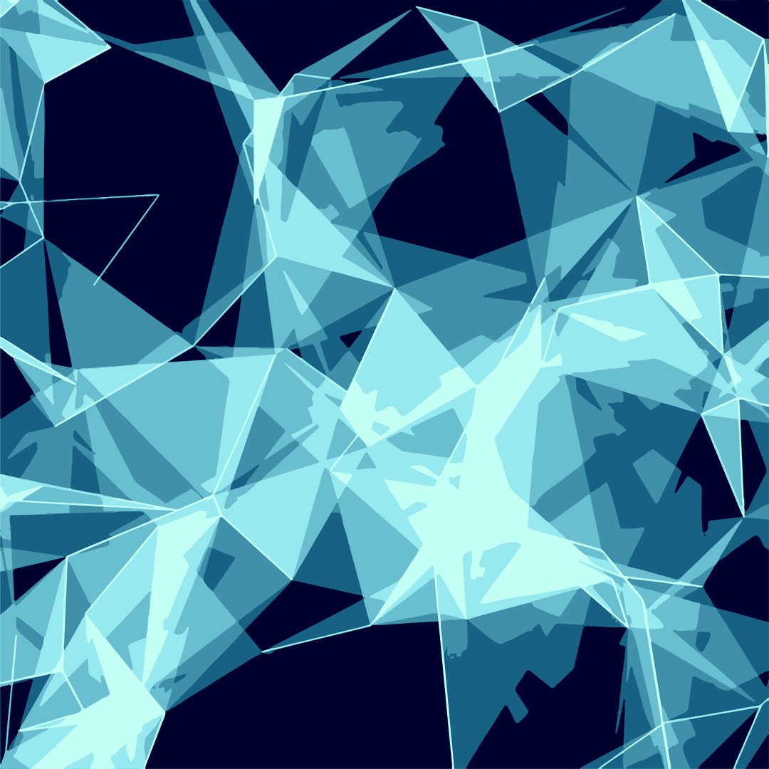 Blue Crystal Geometric Pattern on Transparent Background