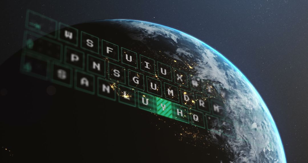 Global Keyboard Hologram Illustrating Digital World