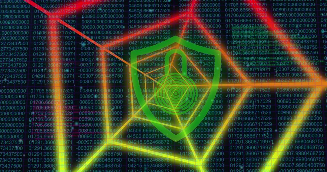 Abstract Data Security with Digital Padlock and Glowing Lines